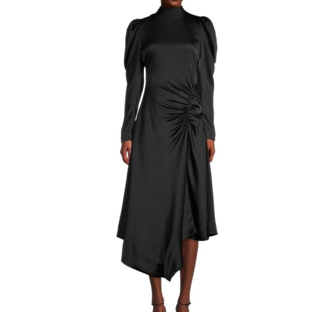 Jonathan Simkhai Reese Asymmetric Midi Dress Elegant Black Size 10 NWT